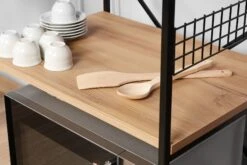 Multifunctionele Kast | 100% Melamine Gecoat | Metalen Poten | 60x124x45 Cm | Zwart Grenen -Emob 854KLN3913 20 204 541d