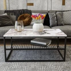 Salontafel | 100% Melamine Gecoat | WitZwart | 95x43x55 Cm -Emob 854KLN4306 20 202 3c6c