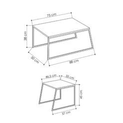 Woody Fashion Salontafelset | Melamine Coating | 100% Metalen Frame | Antraciet Zwart -Emob 855DTE2914 20 209 f654
