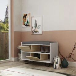 Woody Modieus Schoenenkastje | Wit Eiken | 18mm Dik