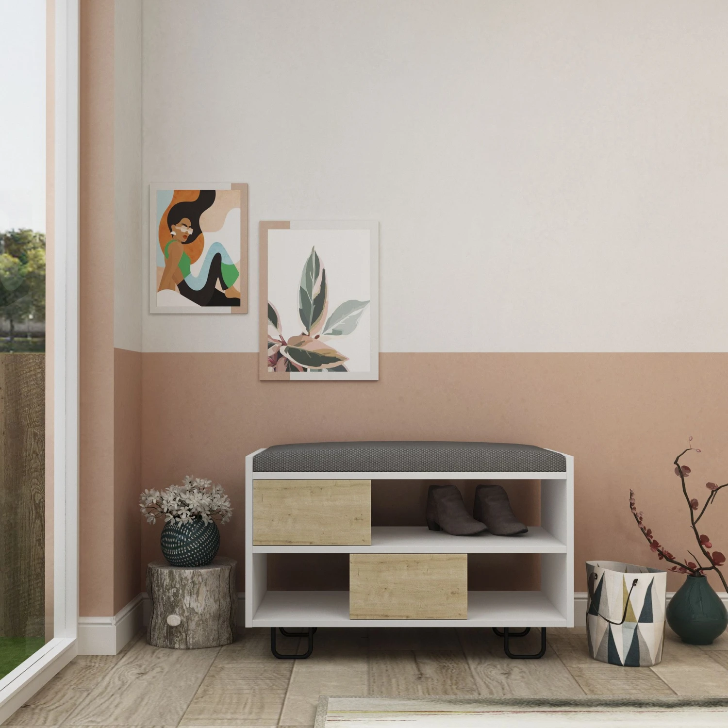 Woody Modieus Schoenenkastje | Wit Eiken | 18mm Dik 3 Woody Modieus Schoenenkastje | Wit Eiken | 18mm Dik - Afbeelding 3