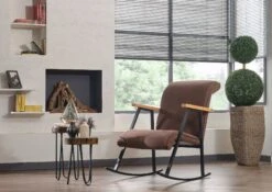 Stijlvolle En Comfortabele Schommelstoel | 100% Metalen Frame | Bruine Kleur