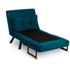 Comfortabele 1-persoons Slaapbank Met Metalen Frame | Petrol Green | 100% Polyester Stof -Emob 859FTN2315 20 203 5319