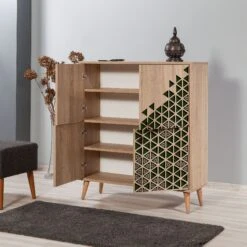 Multifunctionele Kast Vella | 100% Melamine | Haagbeukenhouten Poten | Metalen En Touwgrepen | Sonoma Eik -Emob 863SPH3944 20 203 891e