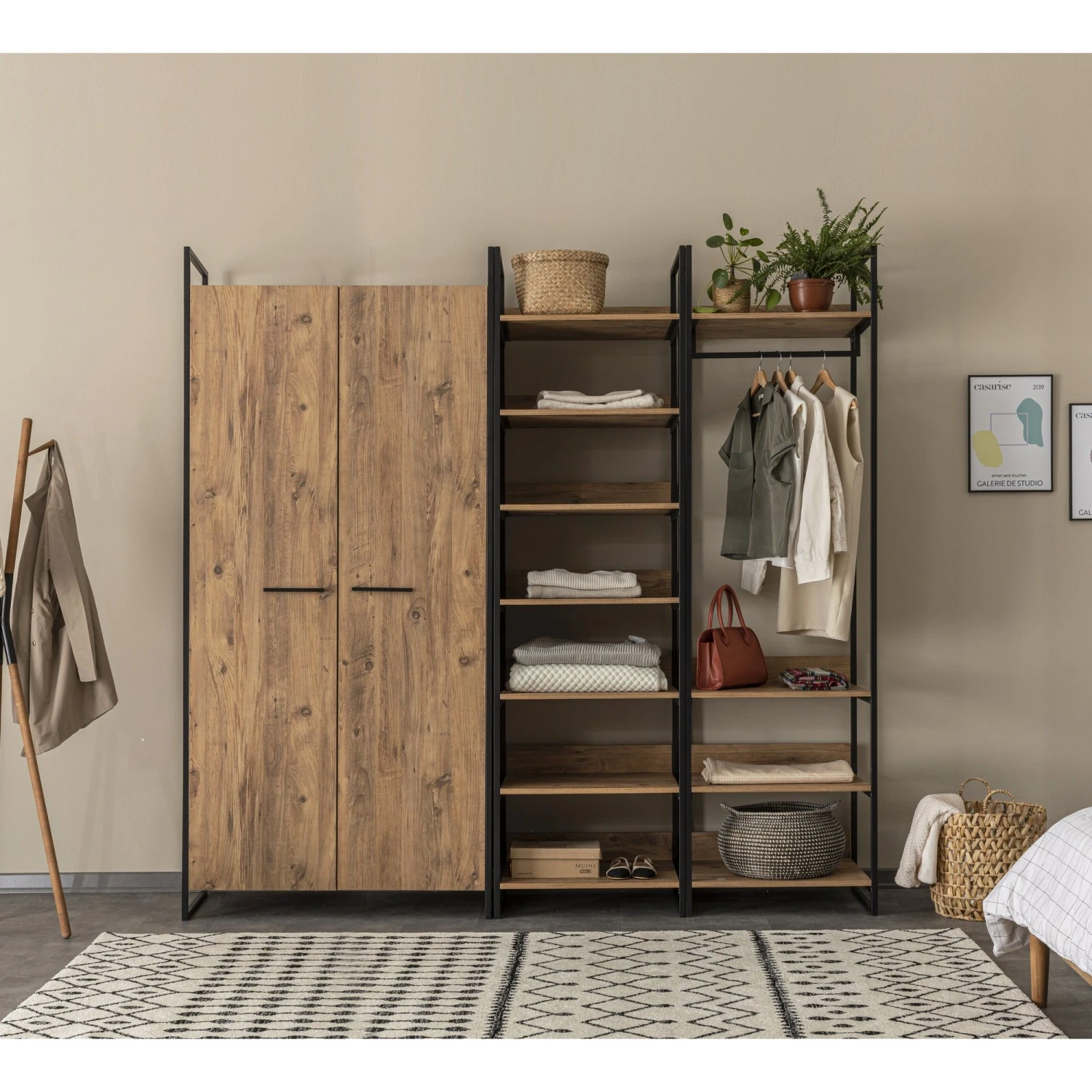 Garderobekast Saffier | Melamine Coating | 18 Mm Dik | PVC Randen | Metalen Poten 1 Garderobekast Saffier | Melamine Coating | 18 Mm Dik | PVC Randen | Metalen Poten