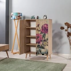 Multifunctionele Kast Vella | 100% Melamine | 18 Mm Dik | Haagbeuken Poten | Metalen En Touwgrepen | Sonoma Eik -Emob 869VEL3982 20 203 5d9a