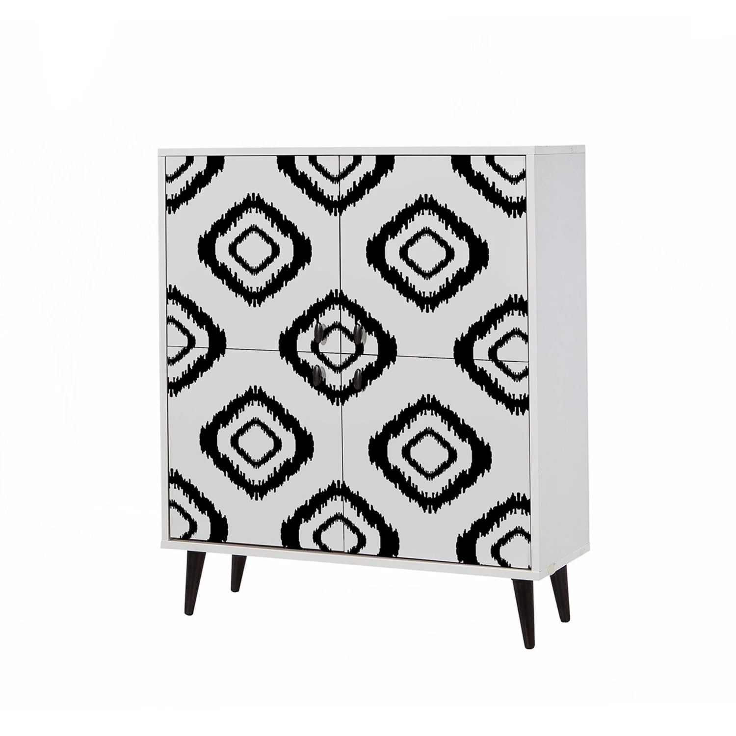 Vella Multifunctionele Kast - 18mm Melamine - Poten Van Haagbeuk - Metalen En Touw Handgrepen - 95x111x36cm - Wit Zwart 5 Vella Multifunctionele Kast - 18mm Melamine - Poten Van Haagbeuk - Metalen En Touw Handgrepen - 95x111x36cm - Wit Zwart - Afbeelding 5