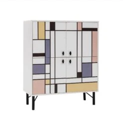 Multifunctionele Kast Vella | 18mm MELAMINE | Metalen Poten | UV-coating -Emob 869VEL4525 20 206 ba57