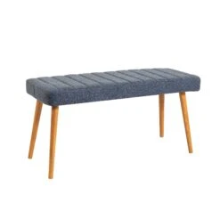 Vella Bank | 100% Linnen Stof | Houten Poten | Atlantic Pine Marineblauw -Emob 869VEL5190 20 202 2c19