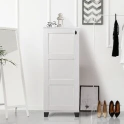 Vella Schoenenkast | 18mm Melamine Plaat | Kunststof Poten | Wit -Emob 869VEL6501 20 202 ed38