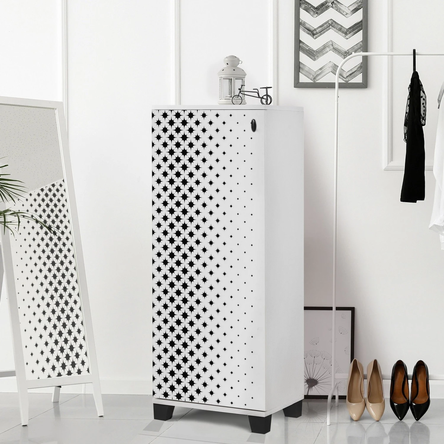 Vella Schoenenkast | 100% Melamine Gecoat | 18mm Dikte | Kunststof Poten | 50x127x38 Cm 1 Vella Schoenenkast | 100% Melamine Gecoat | 18mm Dikte | Kunststof Poten | 50x127x38 Cm