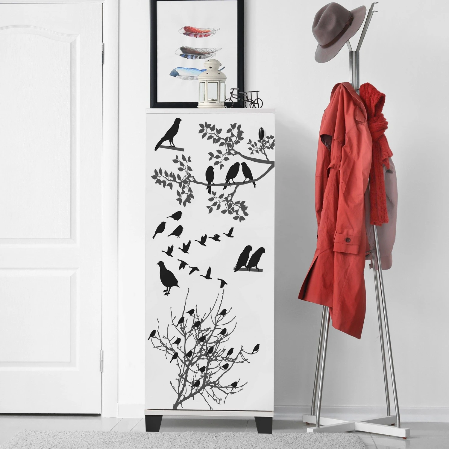 Vella Schoenenkast | 100% Melamine Gecoat | 18mm Dikte | Kunststof Poten | 50x127x38 Cm | Wit Zwart 6 Vella Schoenenkast | 100% Melamine Gecoat | 18mm Dikte | Kunststof Poten | 50x127x38 Cm | Wit Zwart - Afbeelding 6