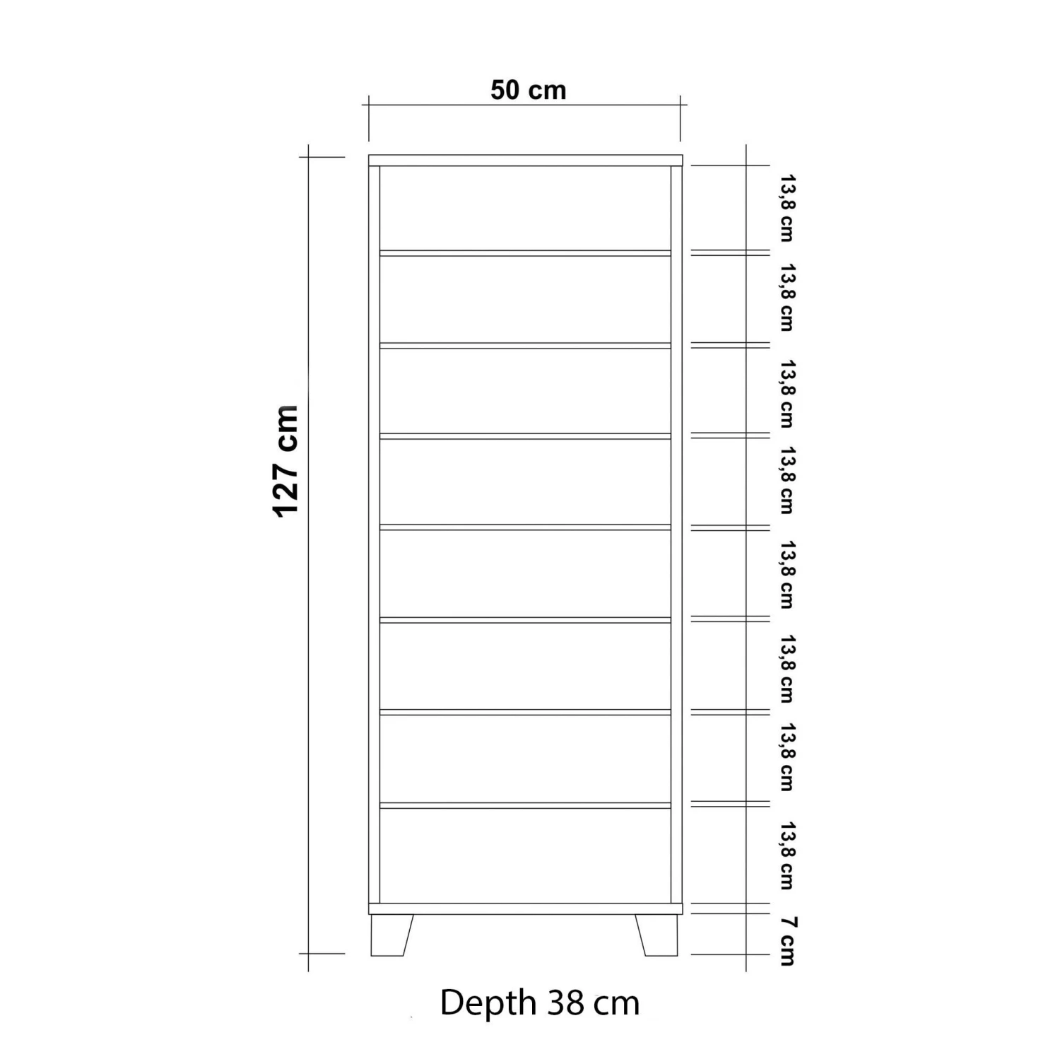 Vella Schoenenkast | 100% Melamine Gecoat | 18mm Dikte | Kunststof Poten | 50x127x38 Cm | Wit Zwart 2 Vella Schoenenkast | 100% Melamine Gecoat | 18mm Dikte | Kunststof Poten | 50x127x38 Cm | Wit Zwart - Afbeelding 2