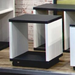 Bijzettafel Op Wielen Zolan 43x30cm - Wit/zwart