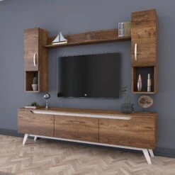 Tv-meubel Wren | 180 Cm Breedte | Wit Notenhout