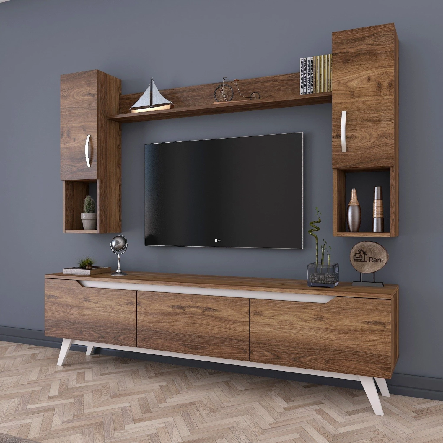 Tv-meubel Wren | 180 Cm Breedte | Wit Notenhout 1 Tv-meubel Wren | 180 Cm Breedte | Wit Notenhout
