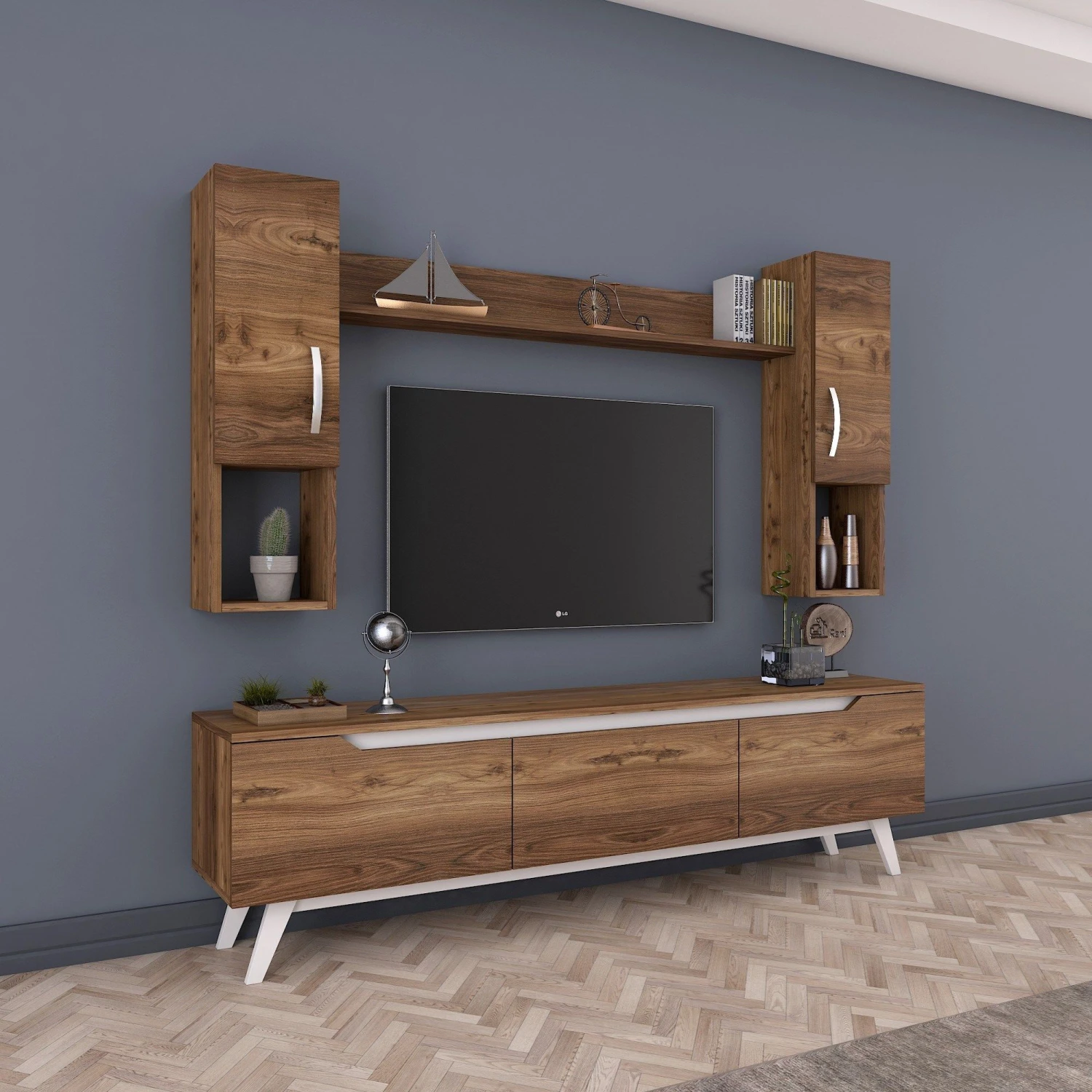 Tv-meubel Wren | 180 Cm Breedte | Wit Notenhout 9 Tv-meubel Wren | 180 Cm Breedte | Wit Notenhout - Afbeelding 9