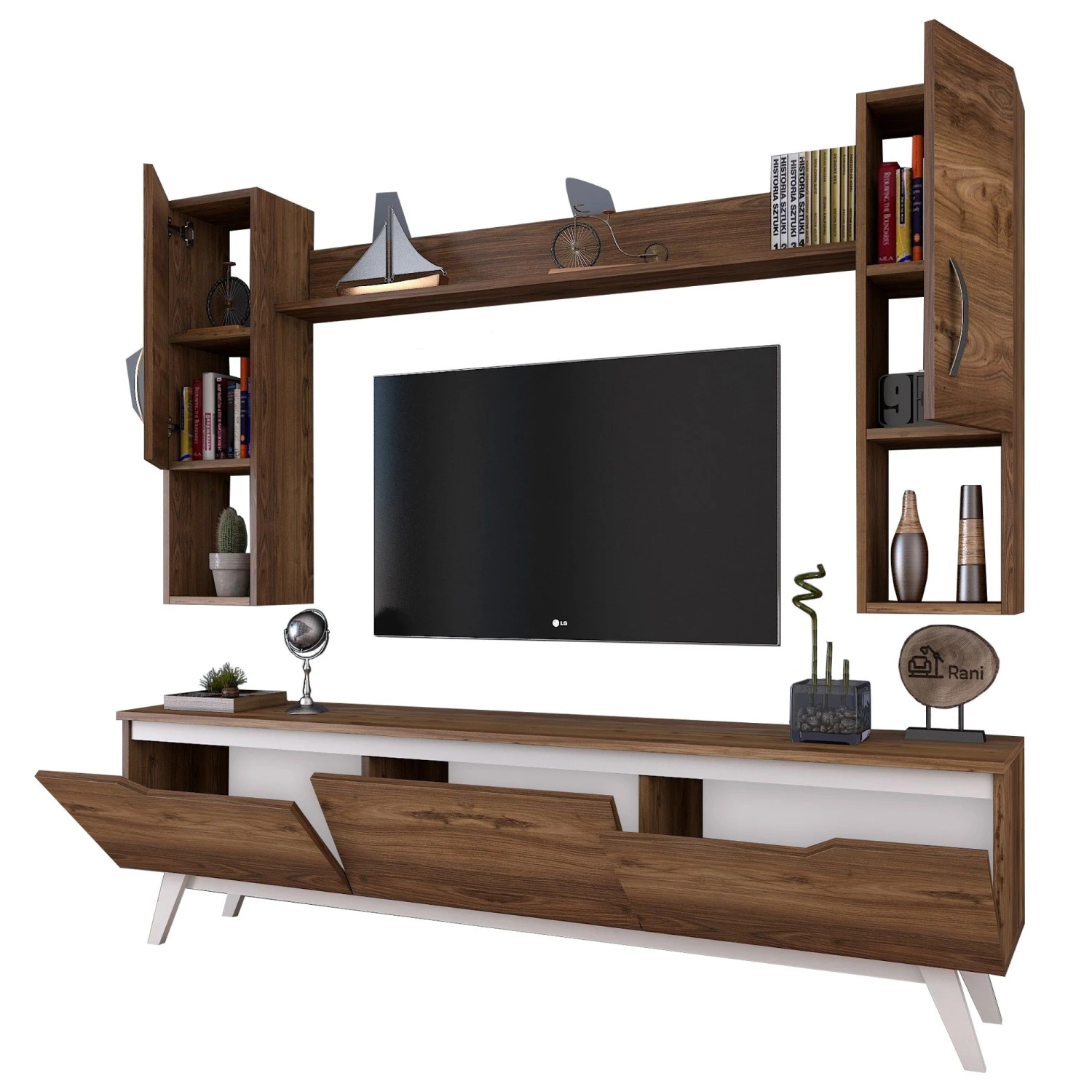 Tv-meubel Wren | 180 Cm Breedte | Wit Notenhout 3 Tv-meubel Wren | 180 Cm Breedte | Wit Notenhout - Afbeelding 3