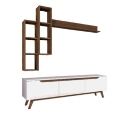 Modern TV-meubel Met Planken Met Melamine Coating | Wit Notenhout -Emob 893RAN1239 20 2010 dec6