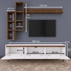 Modern TV-meubel Met Planken Met Melamine Coating | Wit Notenhout -Emob 893RAN1239 20 2011 5eeb