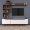 Modern TV-meubel Met Planken Met Melamine Coating | Wit Notenhout