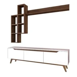 Modern TV-meubel Met Planken Met Melamine Coating | Wit Notenhout -Emob 893RAN1239 20 209 4d6e