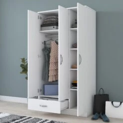 Stevige Witte Kledingkast Met Lade En Planken -Emob 893RAN1413 20 205 5577