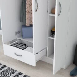 Stevige Witte Kledingkast Met Lade En Planken -Emob 893RAN1413 20 206 376d