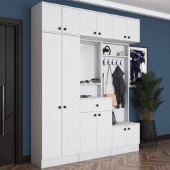 Halstandaard Locelso | 179 X 37 X 226 Cm | 100% Melaminegecoat Spaanplaat | Elegant Wit -Emob 893RAN1722 2 97da