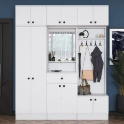 Halstandaard Locelso | 179 X 37 X 226 Cm | 100% Melaminegecoat Spaanplaat | Elegant Wit -Emob 893RAN1722 3 3587