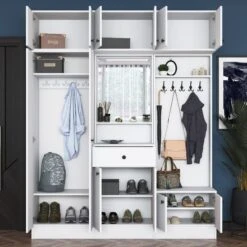 Halstandaard Locelso | 179 X 37 X 226 Cm | 100% Melaminegecoat Spaanplaat | Elegant Wit -Emob 893RAN1722 4 7609