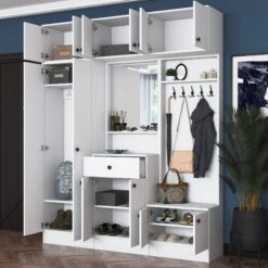 Halstandaard Locelso | 179 X 37 X 226 Cm | 100% Melaminegecoat Spaanplaat | Elegant Wit -Emob 893RAN1722 5 9efb