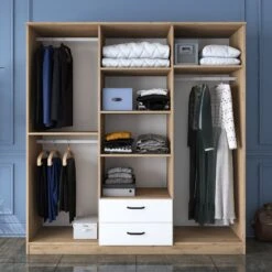 Locelso Walnoot Witte Kledingkast | 100% Gemelamineerd | 18mm Dikte -Emob 893RAN4549 20 203 8e0e