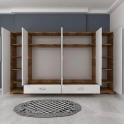 Locelso Garderobekast | 100% Gemelamineerd | Wit Notenhout | E1 Kwaliteit Spaanplaat -Emob 893RAN4554 20 205 a5af