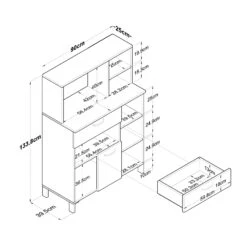Locelso Multifunctionele Kast - 18mm Melamine - 90x133cm Wit -Emob 893RAN4939 20 207 deed