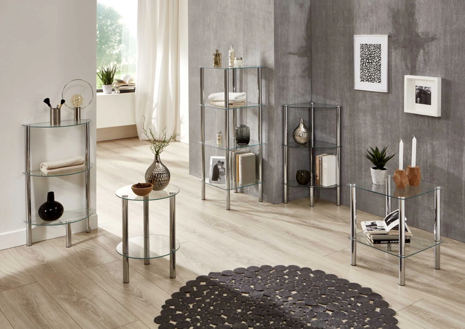 Bijzettafel Heiko 39x39cm - Glas/chroom 2 Bijzettafel Heiko 39x39cm - Glas/chroom - Afbeelding 2