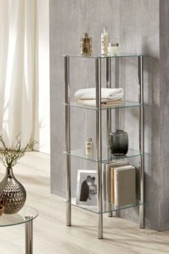 Rek Heiko 39cm, 4 Legplanken - Chroom/glas -Emob 90240 Milieu fbe3