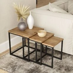 Elegante Nesting Table Set | 100% Melamine Gecoat | Atlantic Pine | 3 Stuks -Emob 956LCS1205 20 202 91cb