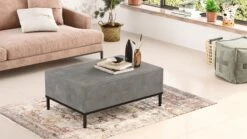 Locelso Salontafel 100% Melamine Gecoat | Metalen Poten | 18mm Dik | 90x35x60 Cm Grijs Zwart -Emob 956LCS1225 20 204 0442