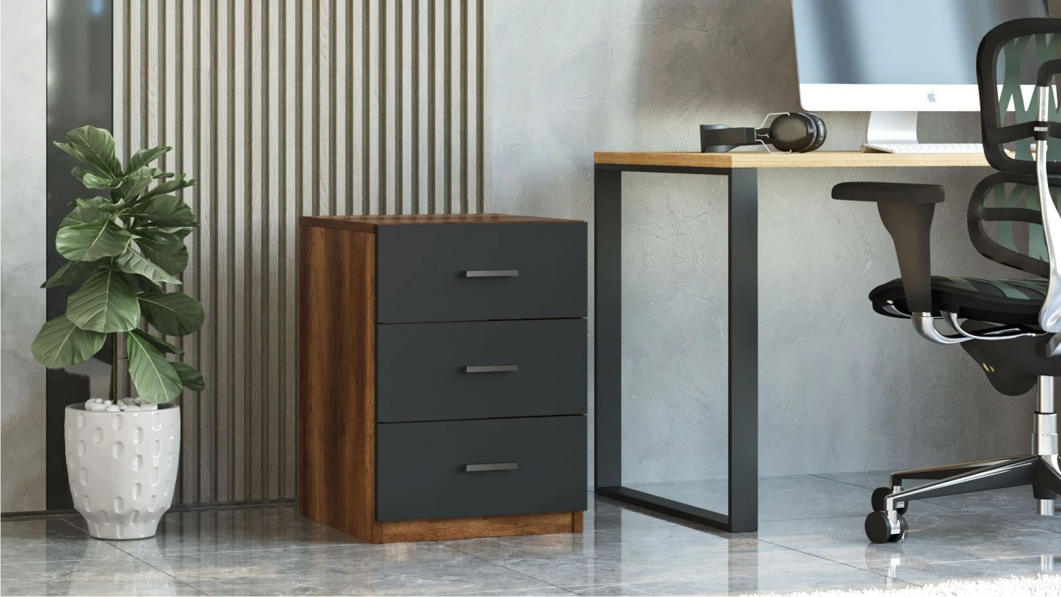 Locelso Lade | 18mm Dik | 44cm Breedte | Noten Antraciet 3 Locelso Lade | 18mm Dik | 44cm Breedte | Noten Antraciet - Afbeelding 3