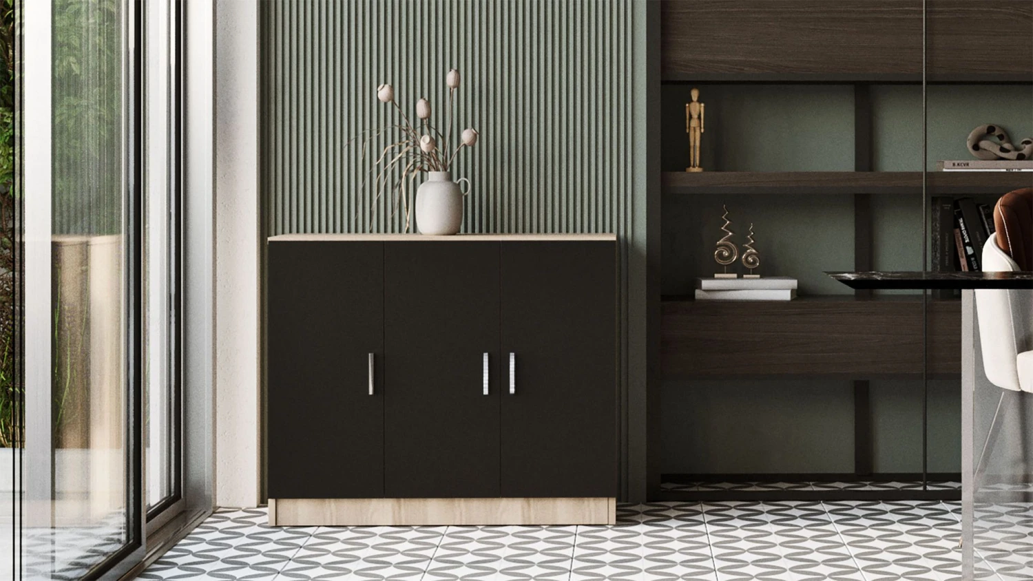 Locelso Multifunctionele Kast | 18mm Dik | 89cm Breed | Eiken Zwart 5 Locelso Multifunctionele Kast | 18mm Dik | 89cm Breed | Eiken Zwart - Afbeelding 5