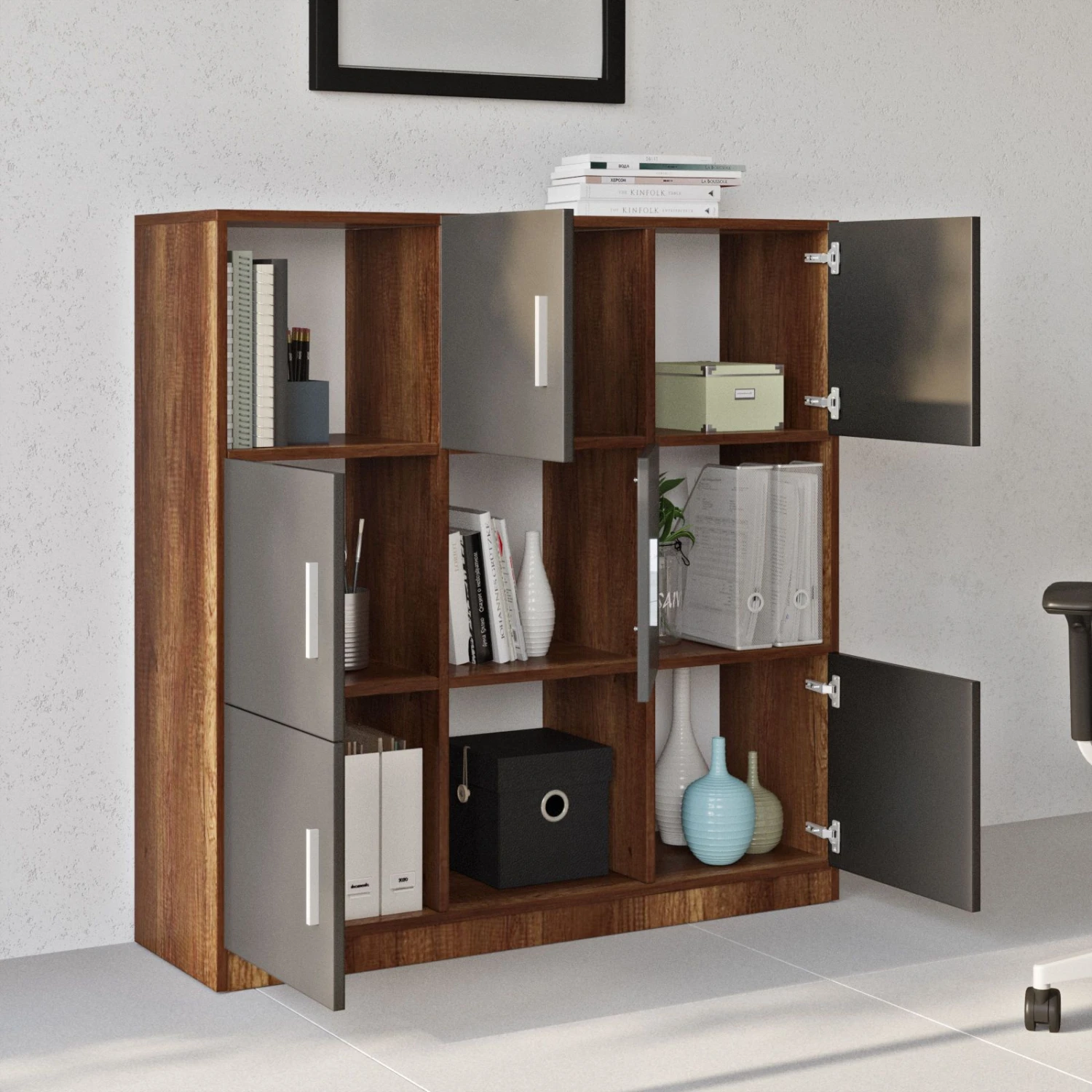 Locelso Kast | 100% Melamine | 18 Mm Dik | Notelaar Antraciet 4 Locelso Kast | 100% Melamine | 18 Mm Dik | Notelaar Antraciet - Afbeelding 4