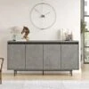 Locelso Console | 100% Melamine Gecoat | 18mm Dik | Metalen Poten | 160cm X 75cm | Grijs Zwart