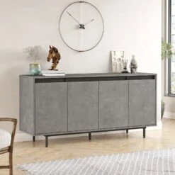 Locelso Console | 100% Melamine Gecoat | 18mm Dik | Metalen Poten | 160cm X 75cm | Grijs Zwart -Emob 956LCS1584 20 202 3fff