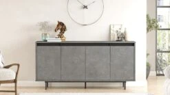 Locelso Console | 100% Melamine Gecoat | 18mm Dik | Metalen Poten | 160cm X 75cm | Grijs Zwart -Emob 956LCS1584 20 203 4332