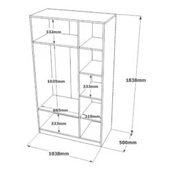 Stijlvolle Bruingrijze Garderobekast | 100% Melamine Gecoat | 18mm Dik | 103,8cm X 183,8cm X 50cm -Emob 956LCS1704 20 207 5e85