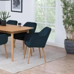 Armstoel Hermeline - Donkerblauw/eik