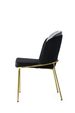 Set Moderne Fluwelen Stoelen (2 Stuks) | Stijlvol En Comfortabel | Frame: Metaal | Zitting: Fluweel | Rugleuning: Multiplex Kleur: Zwart Goud -Emob 974NMB1169 20 203 c047