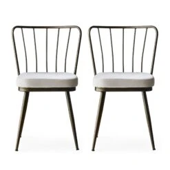 Stijlvolle En Comfortabele Stoelenset | Metalen Frame | Fluwelen Stof | Nerts Kleur