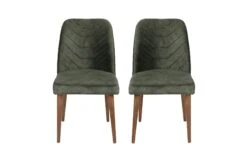 Vella Stoel Set: 2 Pc | Metalen Frame, Fluwelen Zitting | Walnoot Donkergroen -Emob 974NMB1194 20 202 9095